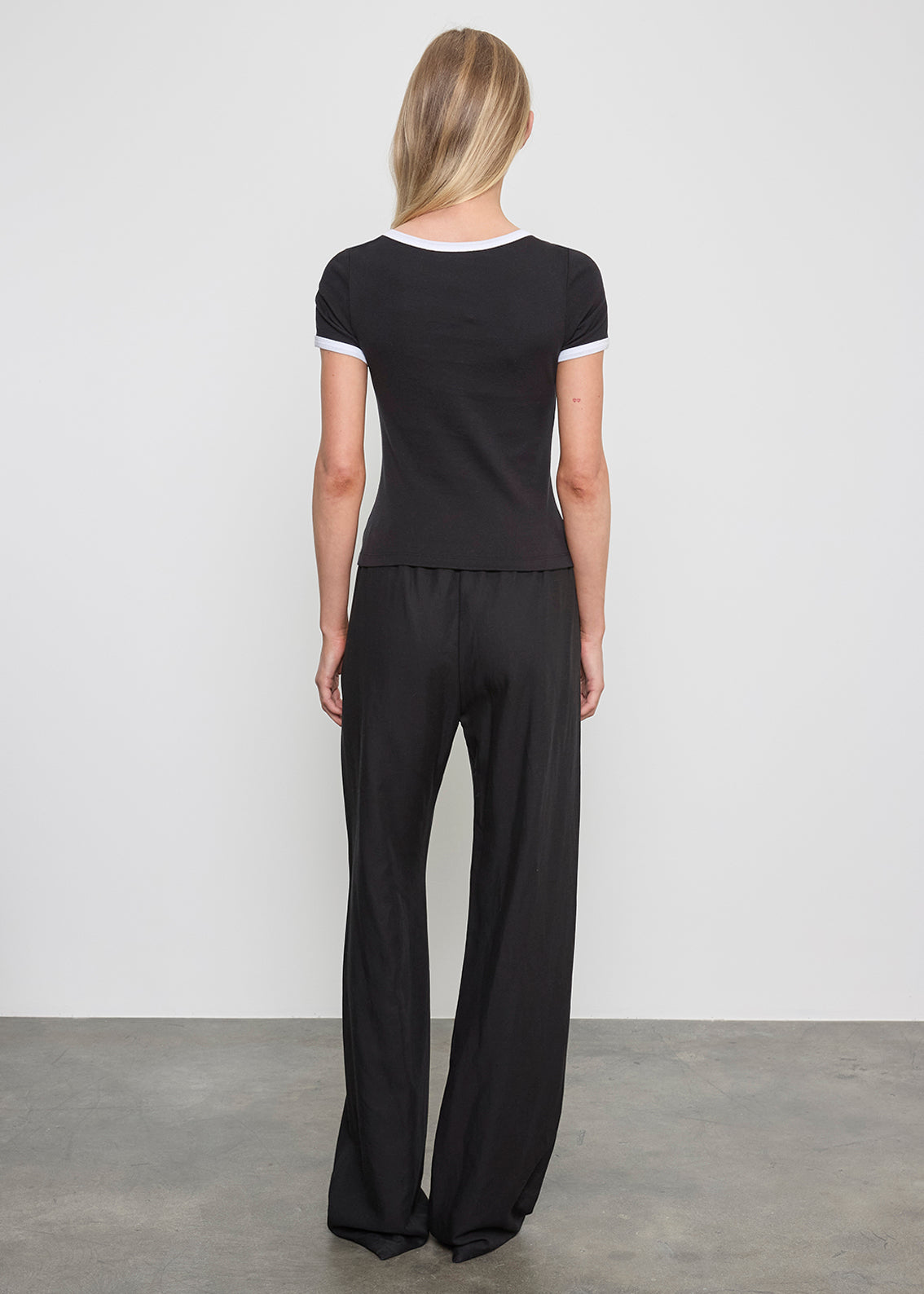 Cotton Ringer Bateau Tee | Black/White