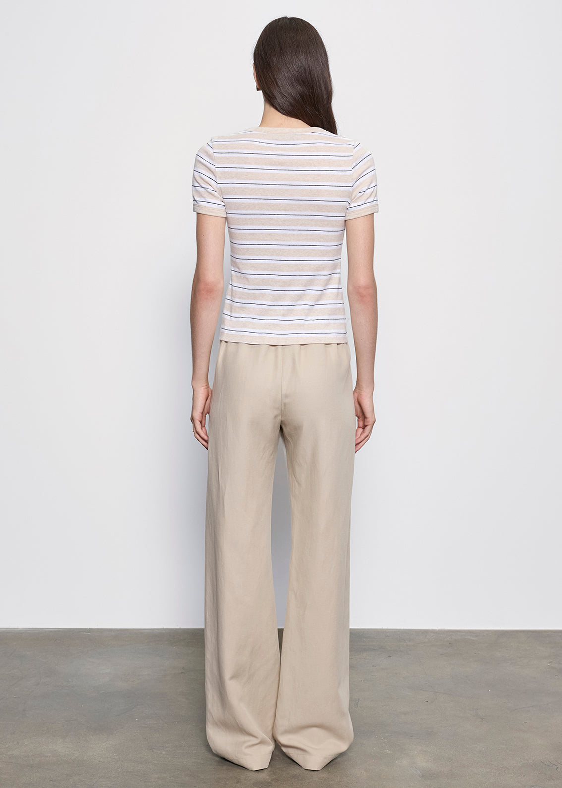 Cotton Stripe Classic S/S Tee | Wheat/White Stripe