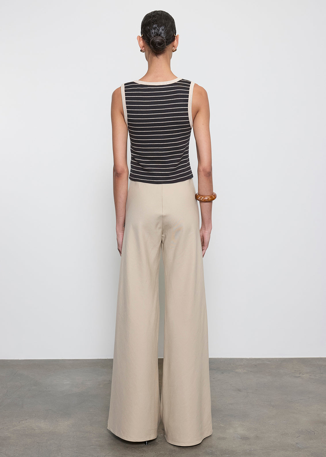 Cotton Stripe Classic U Tank | Black/Wheat Stripe