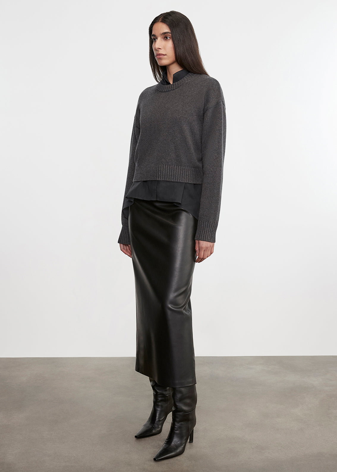 Chunky Cotton Cashmere Sweater | Charcoal