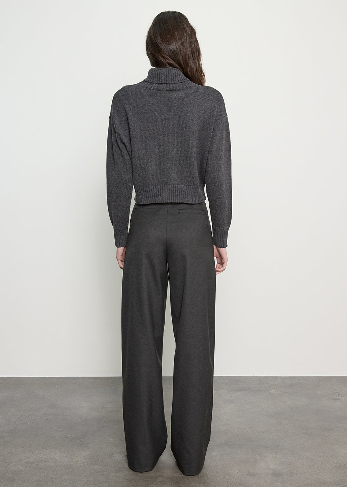 Cotton Cashmere Funnelneck Sweater | Charcoal
