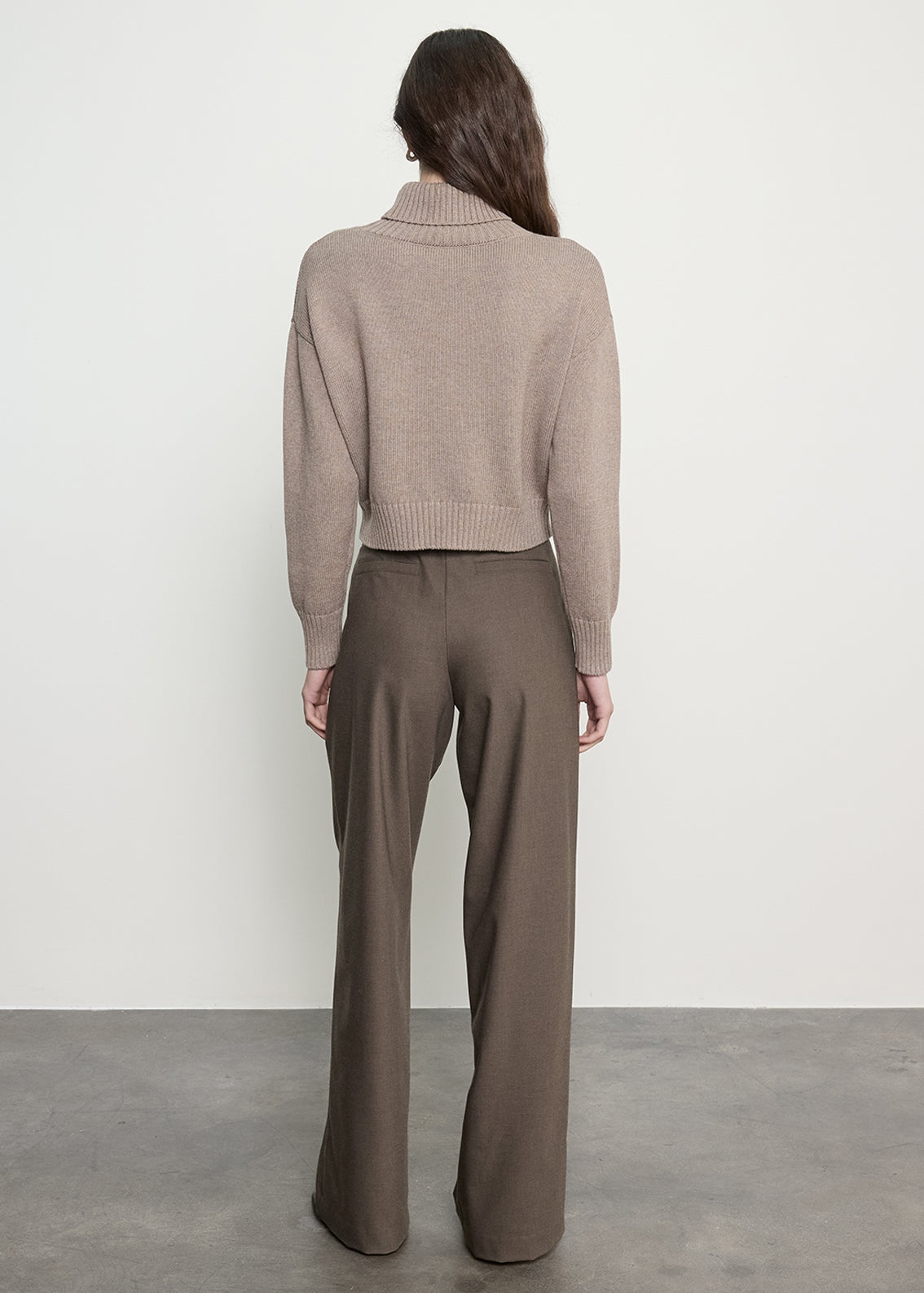 Cotton Cashmere Funnelneck Sweater | Taupe Heather
