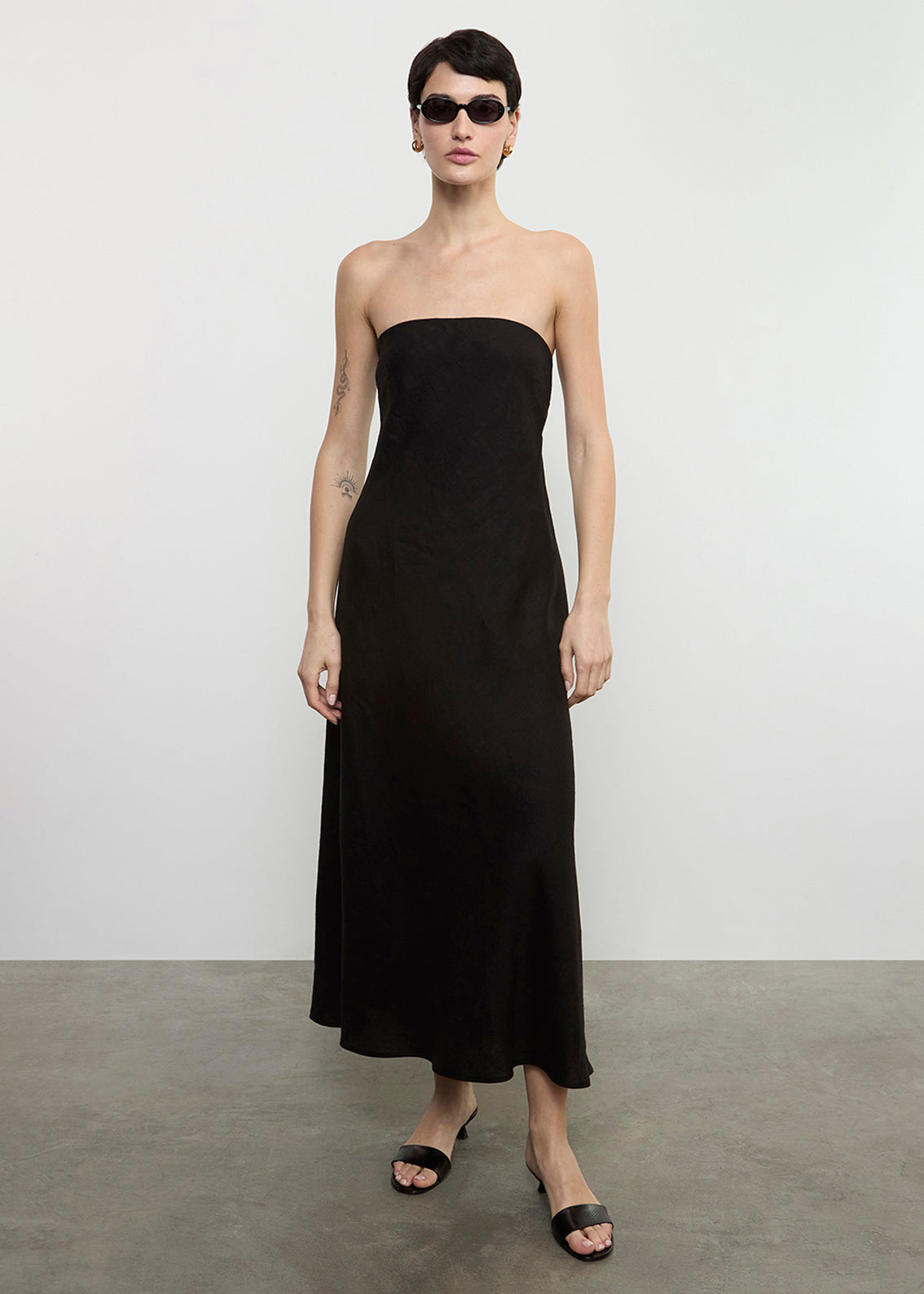 Linen Bias Dress | Black