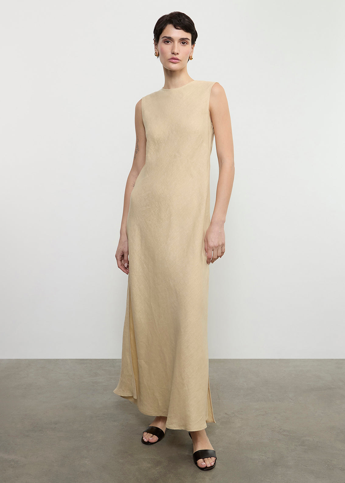 Linen Bias Sheath Dress | Blonde