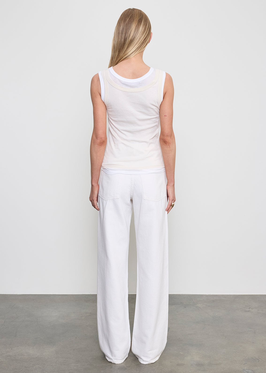 Tissue Jersey Layered Tanks | Creme/White