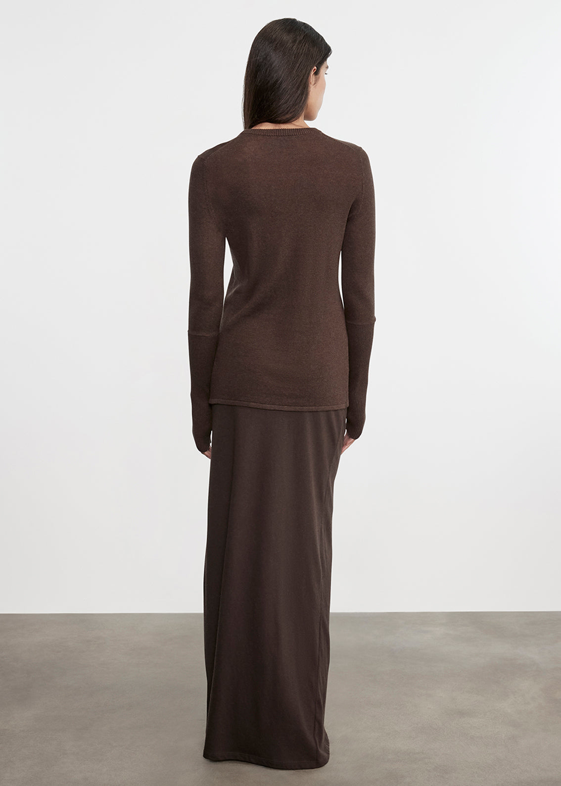 Cashmere Bias Skirt | Dark Brown