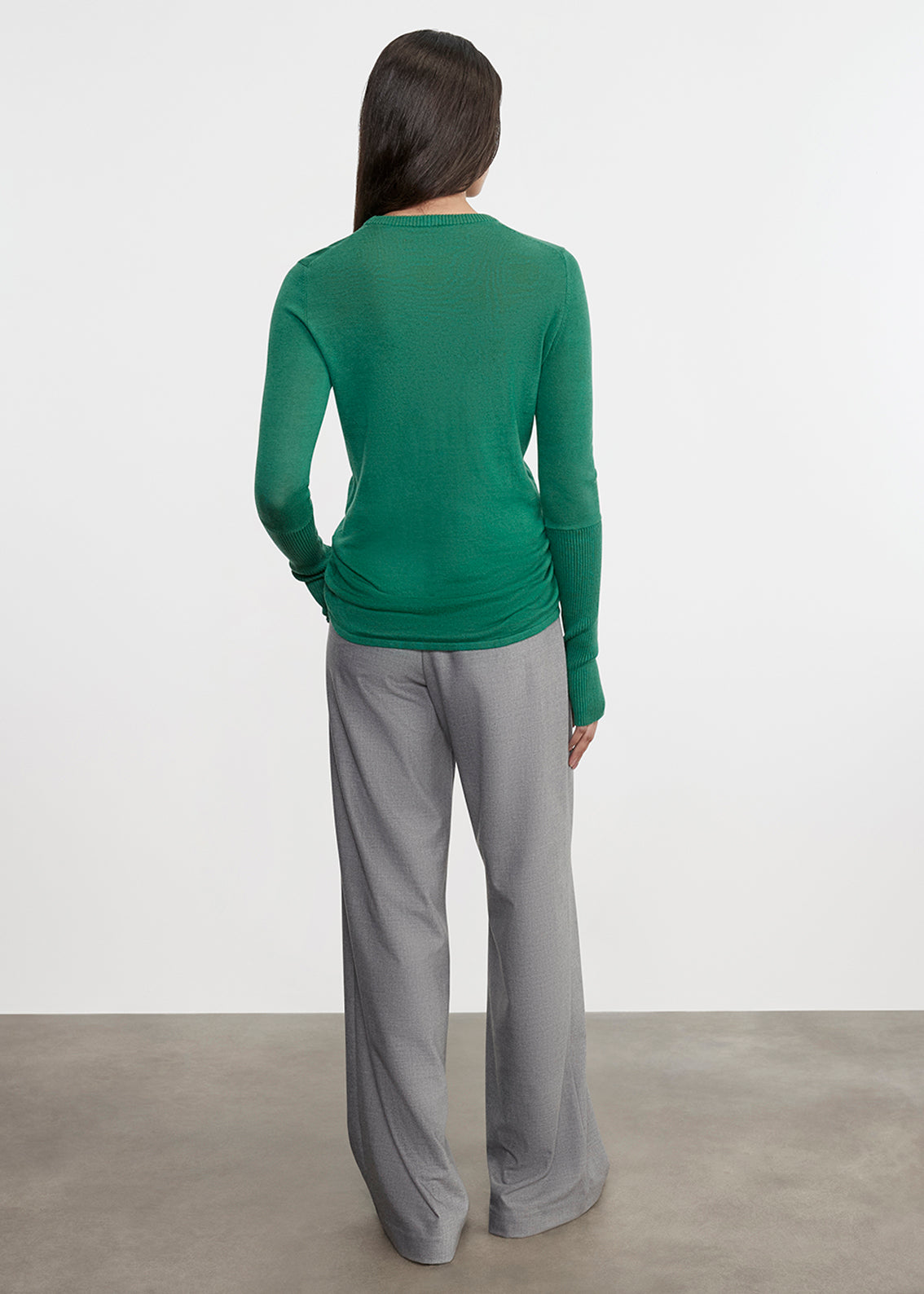 Fine Cashmere Knitted Crewneck Sweater | Emerald