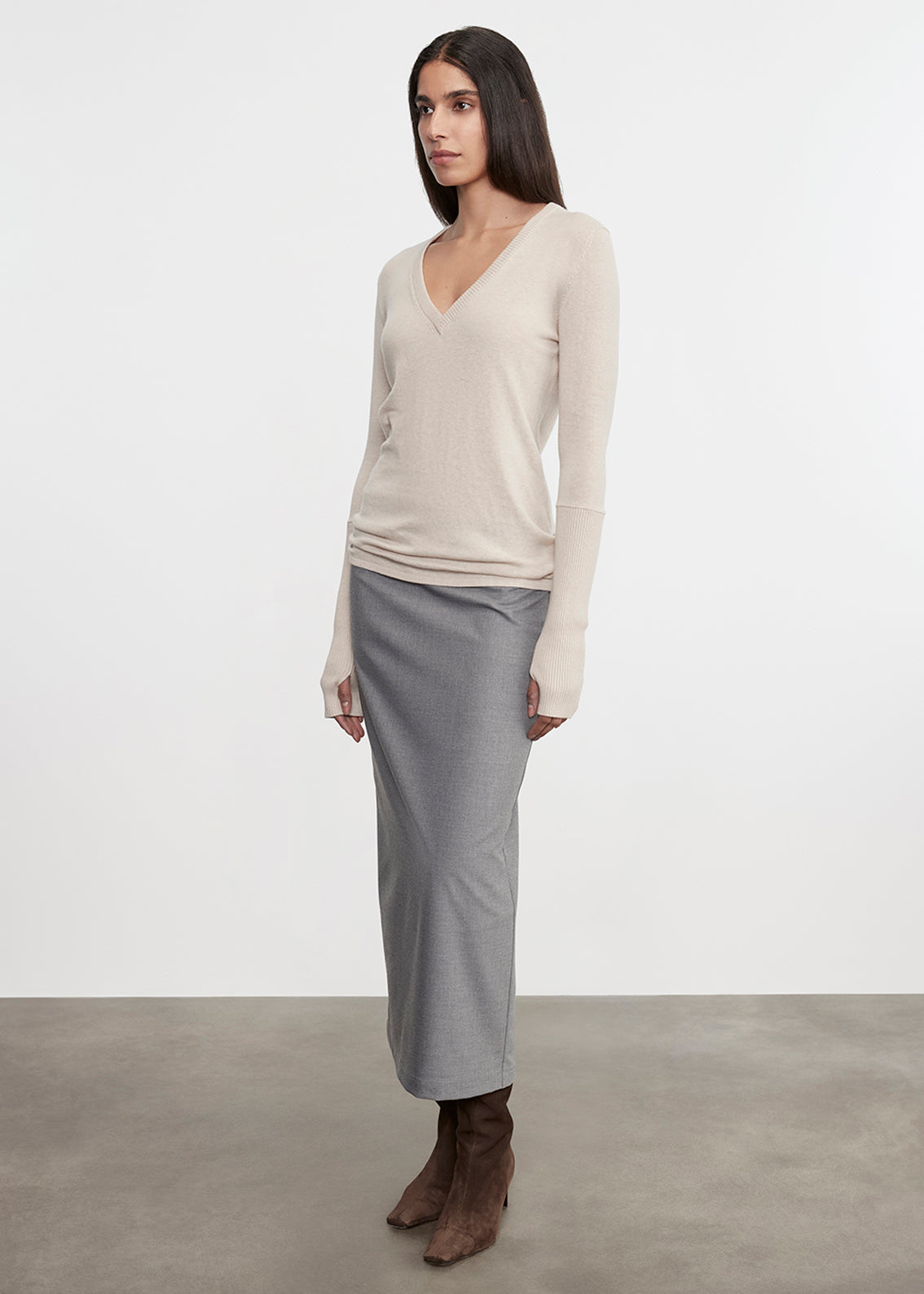Suiting Pencil Skirt | Light Grey