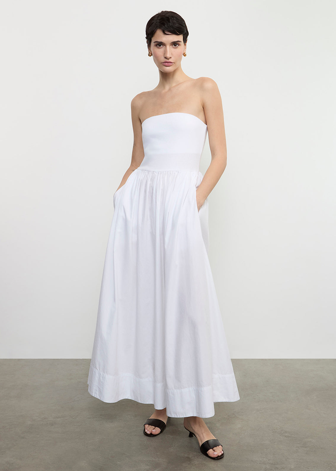 Cotton Resort Strapless Dress | White