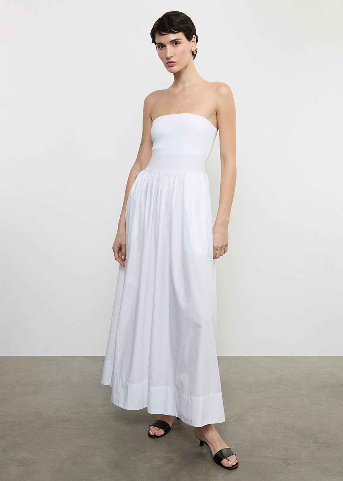 Cotton Resort Strapless Dress | White