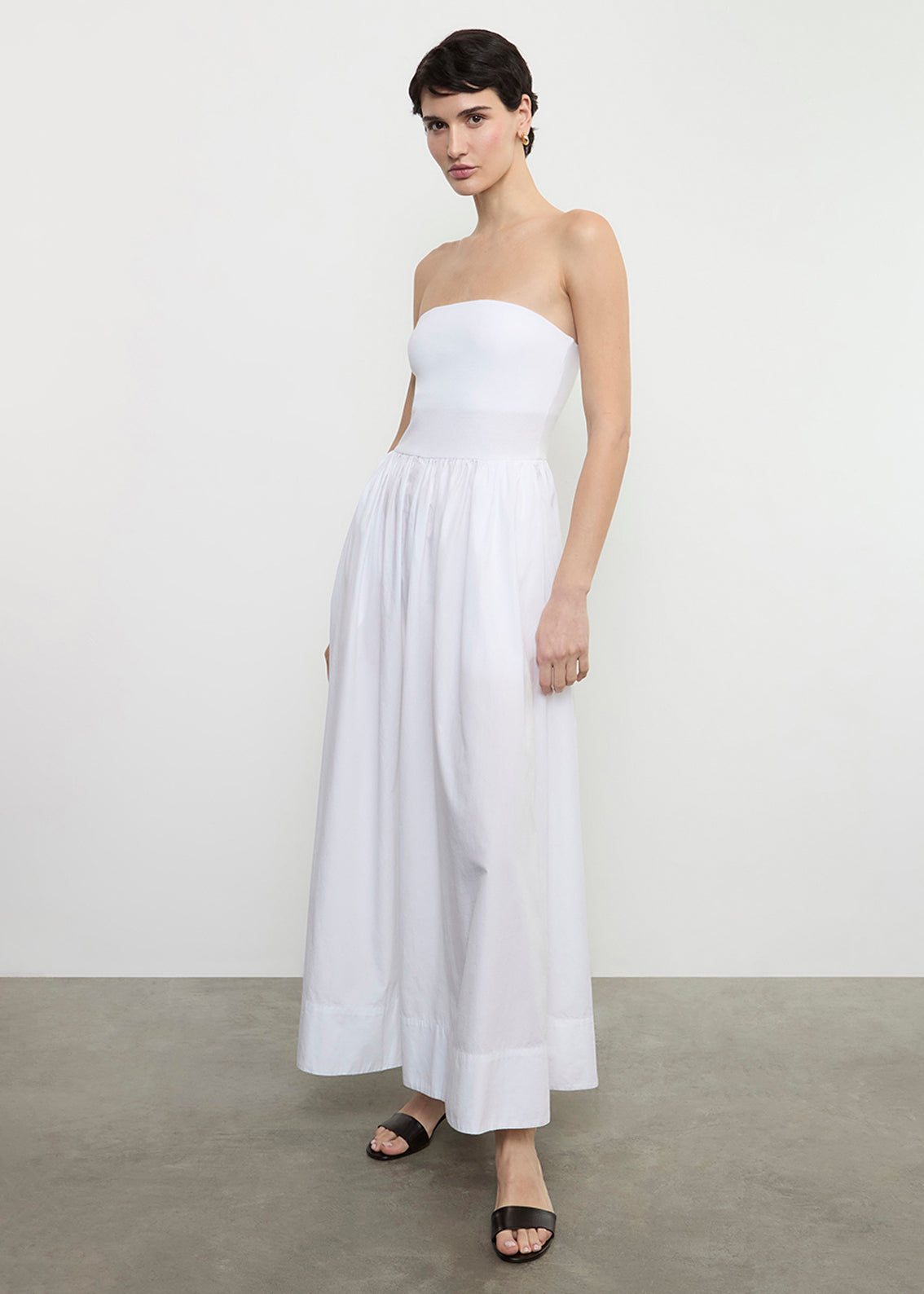Cotton Resort Strapless Dress | White