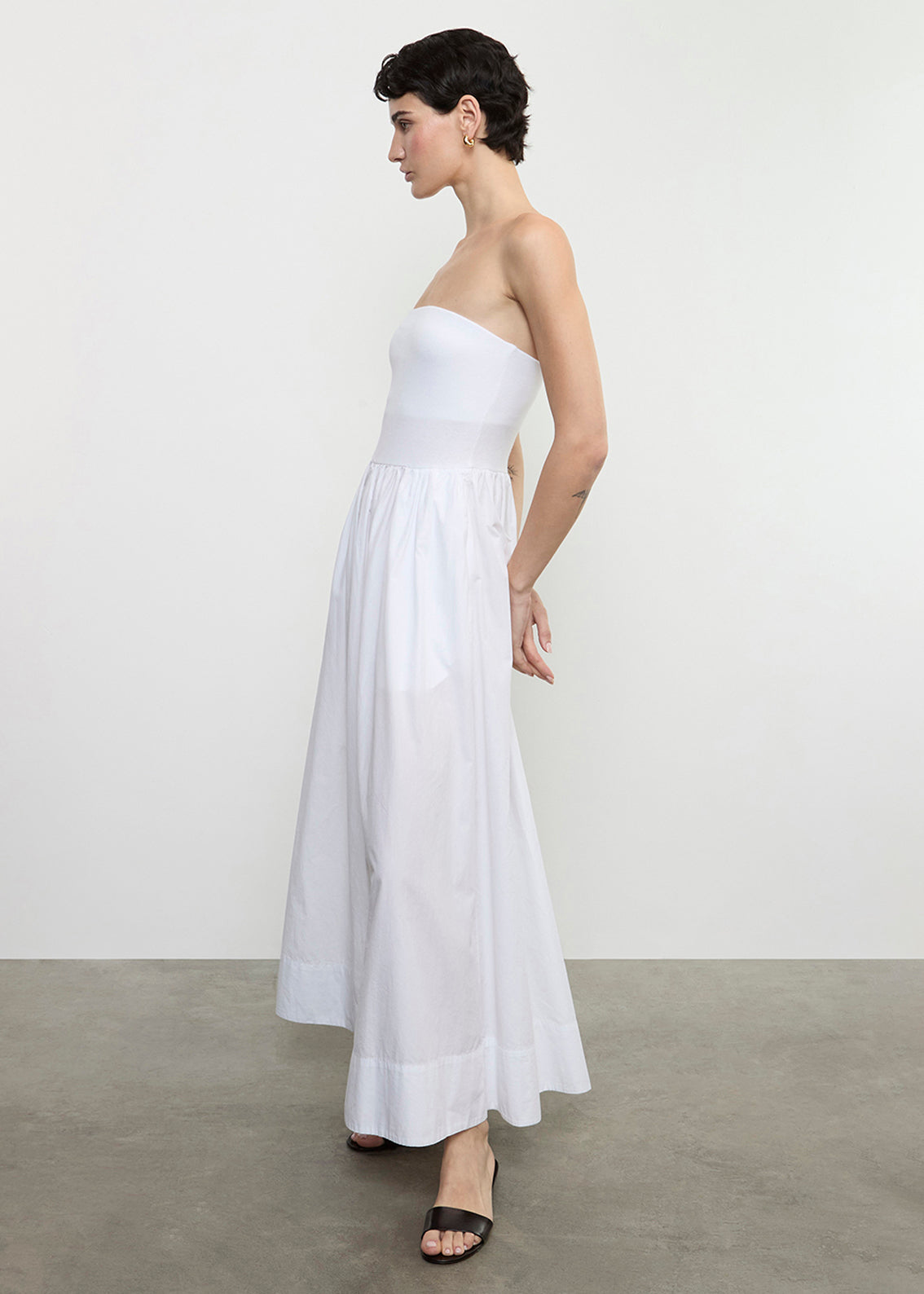 Cotton Resort Strapless Dress | White