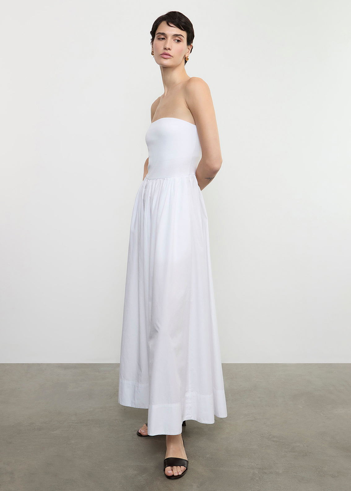 Cotton Resort Strapless Dress | White