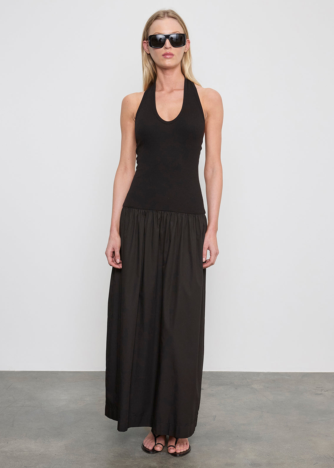 Cotton Halter Dress | Black Cotton Halter Dress | Black