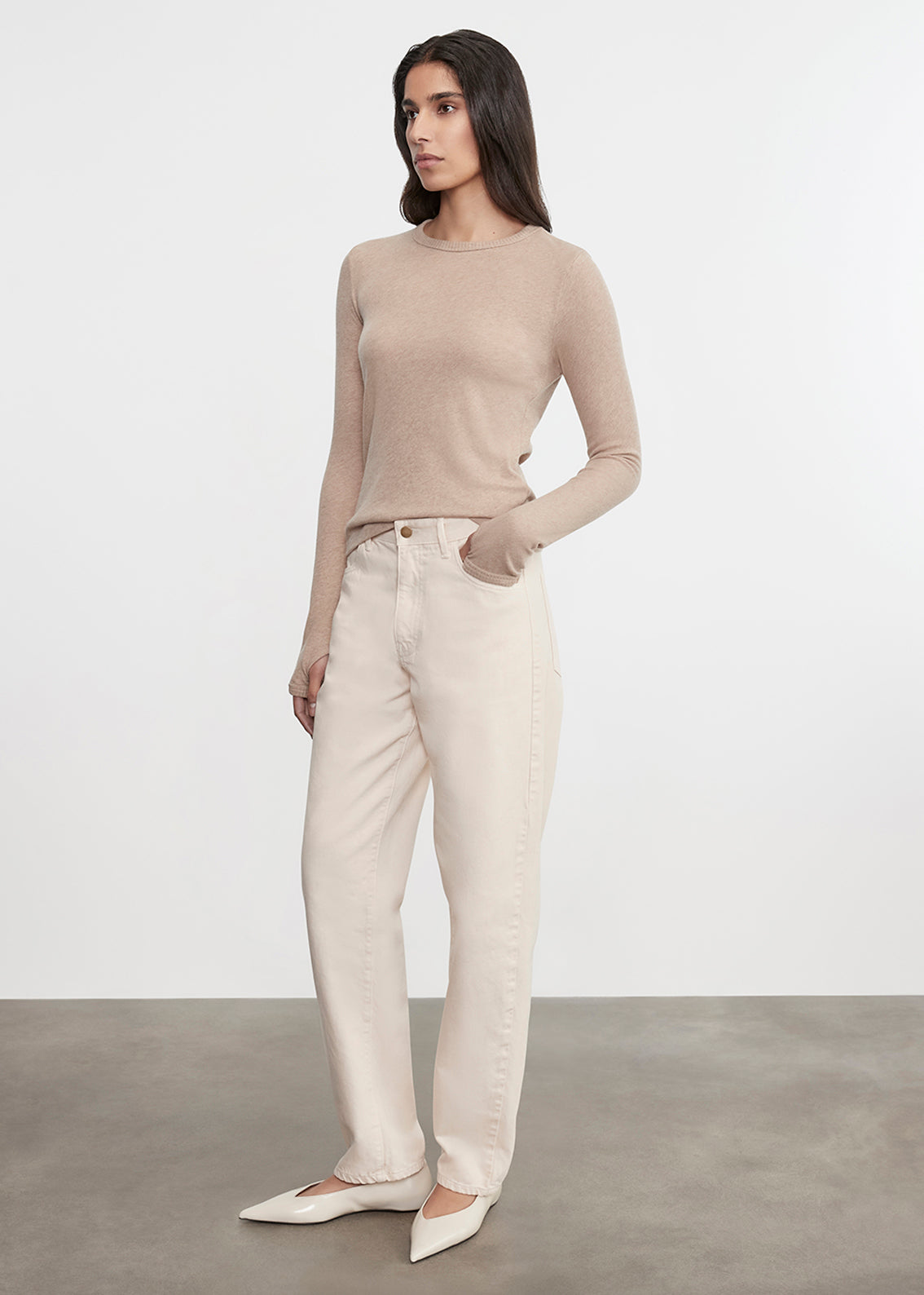 Cashmere New Classic L/S Crew | Khaki