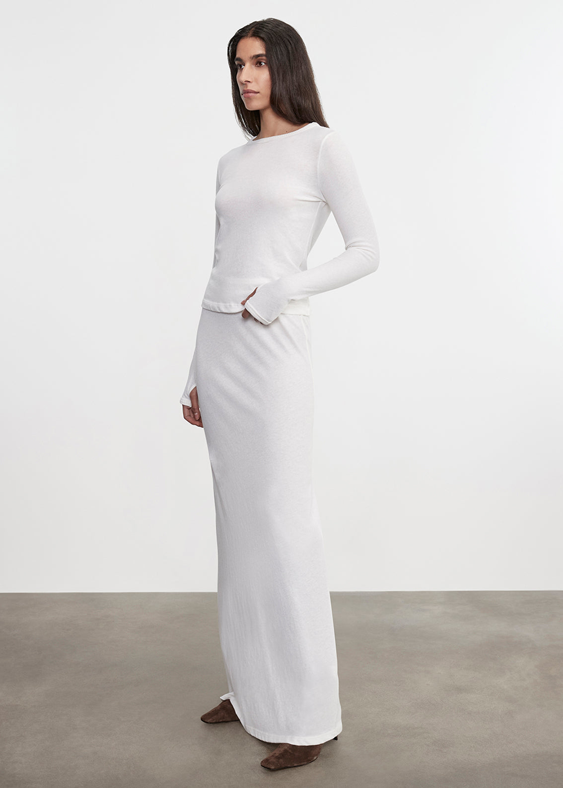 Cashmere Bias Skirt | White