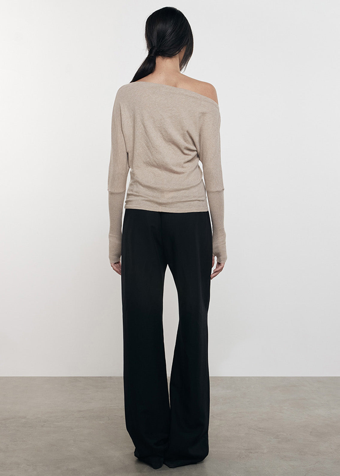 cashmere cuffed off shoulder l/s - khaki