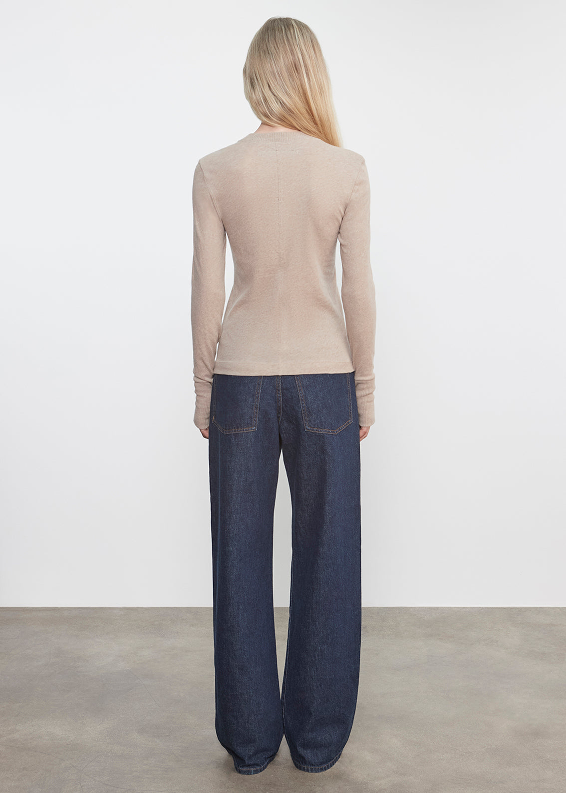 Cashmere Easy Cuffed Crew | Khaki