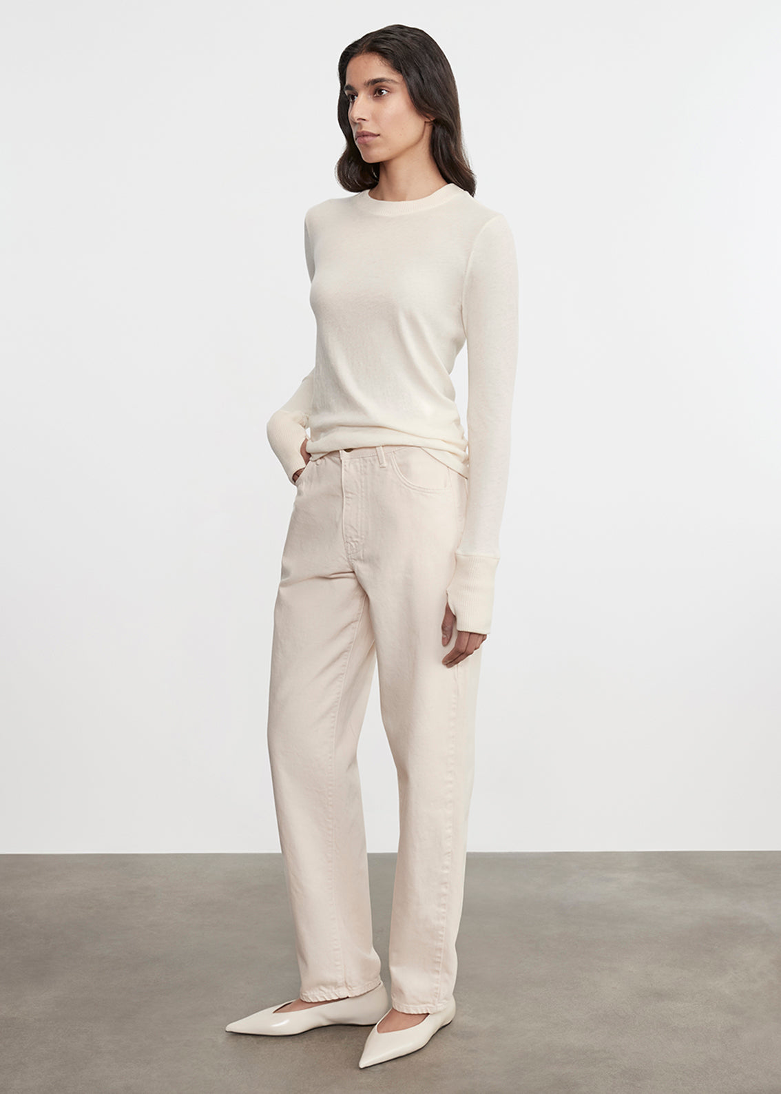 Cashmere Easy Cuffed Crew | Natural