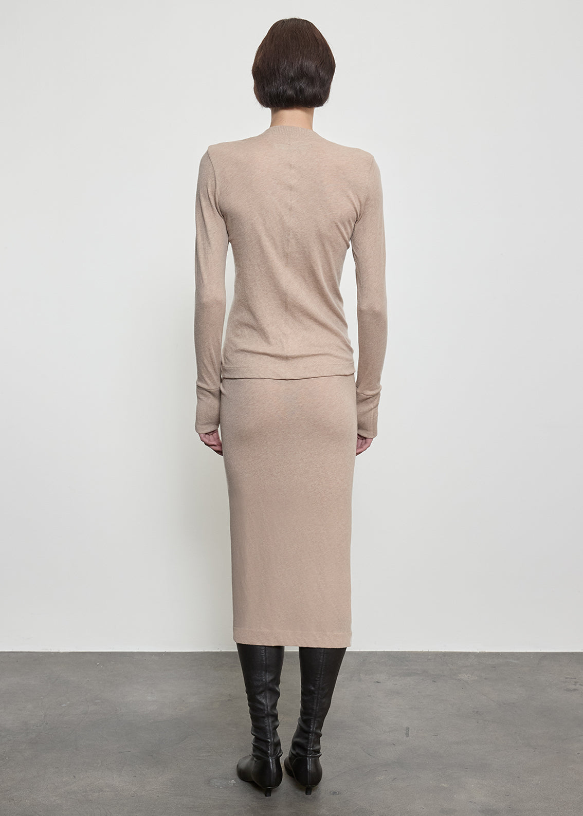 Fine Cashmere Jersey Wrap Skirt | Khaki
