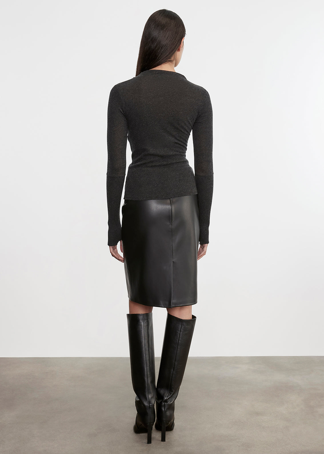 Cashmere Twist Top | Charcoal