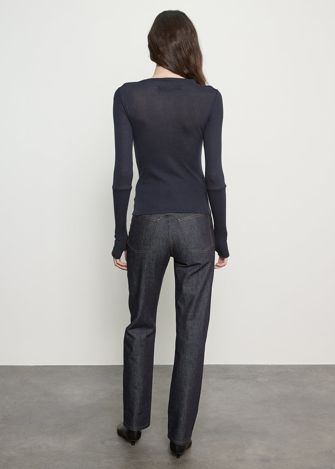 Fine Cashmere Jersey Twist Top | Ink