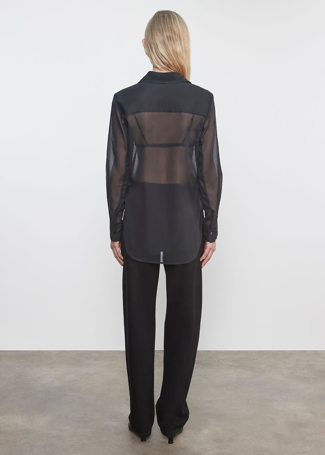Cotton Organza Fitted Shirt | Black
