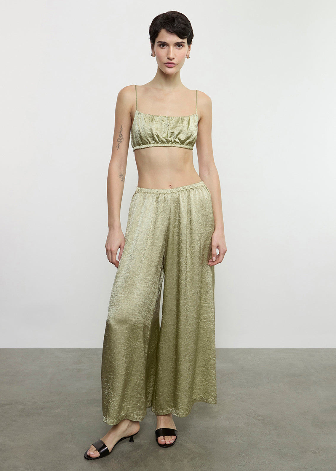 Textured Satin Bralette | Celadon
