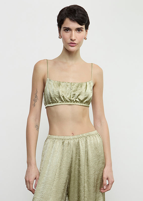 Textured Satin Bralette | Celadon