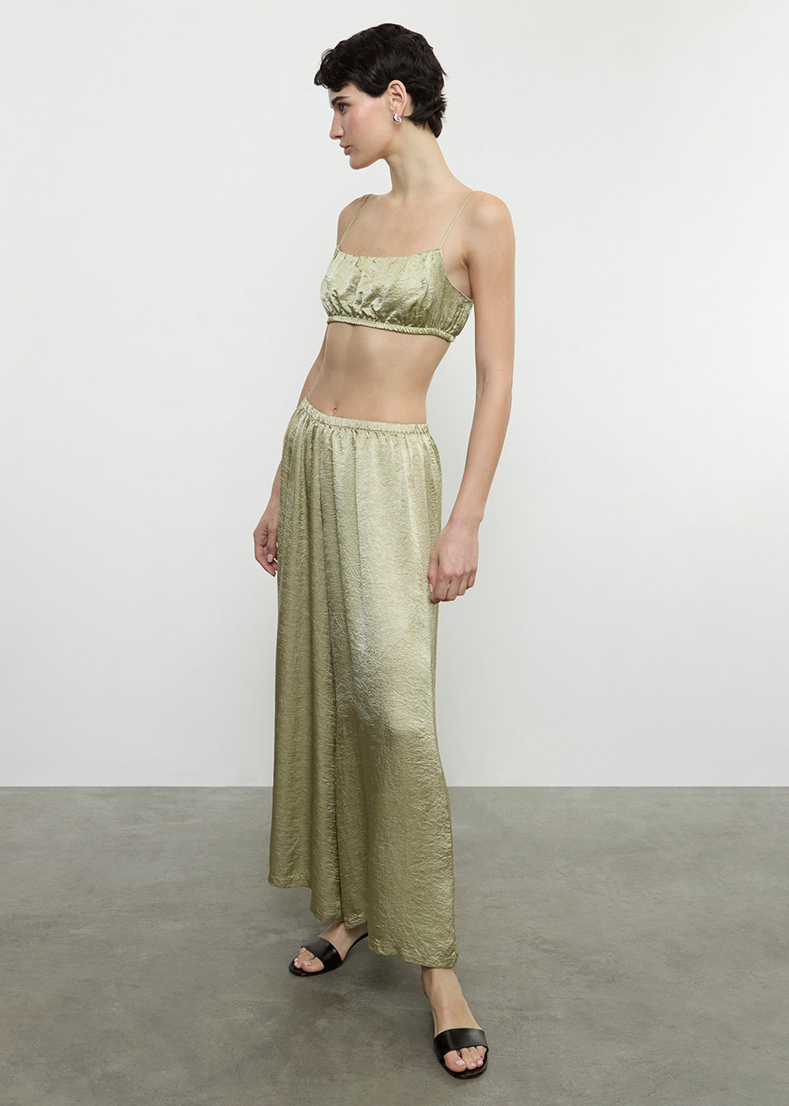 Textured Satin Bralette | Celadon