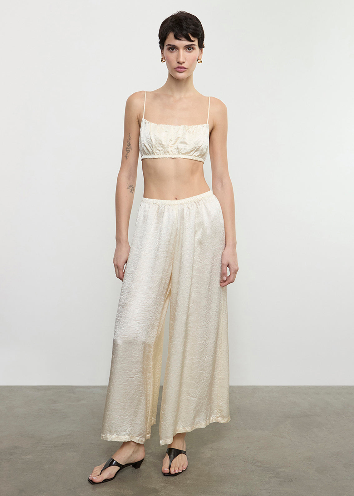 Textured Satin Bralette | Macadamia