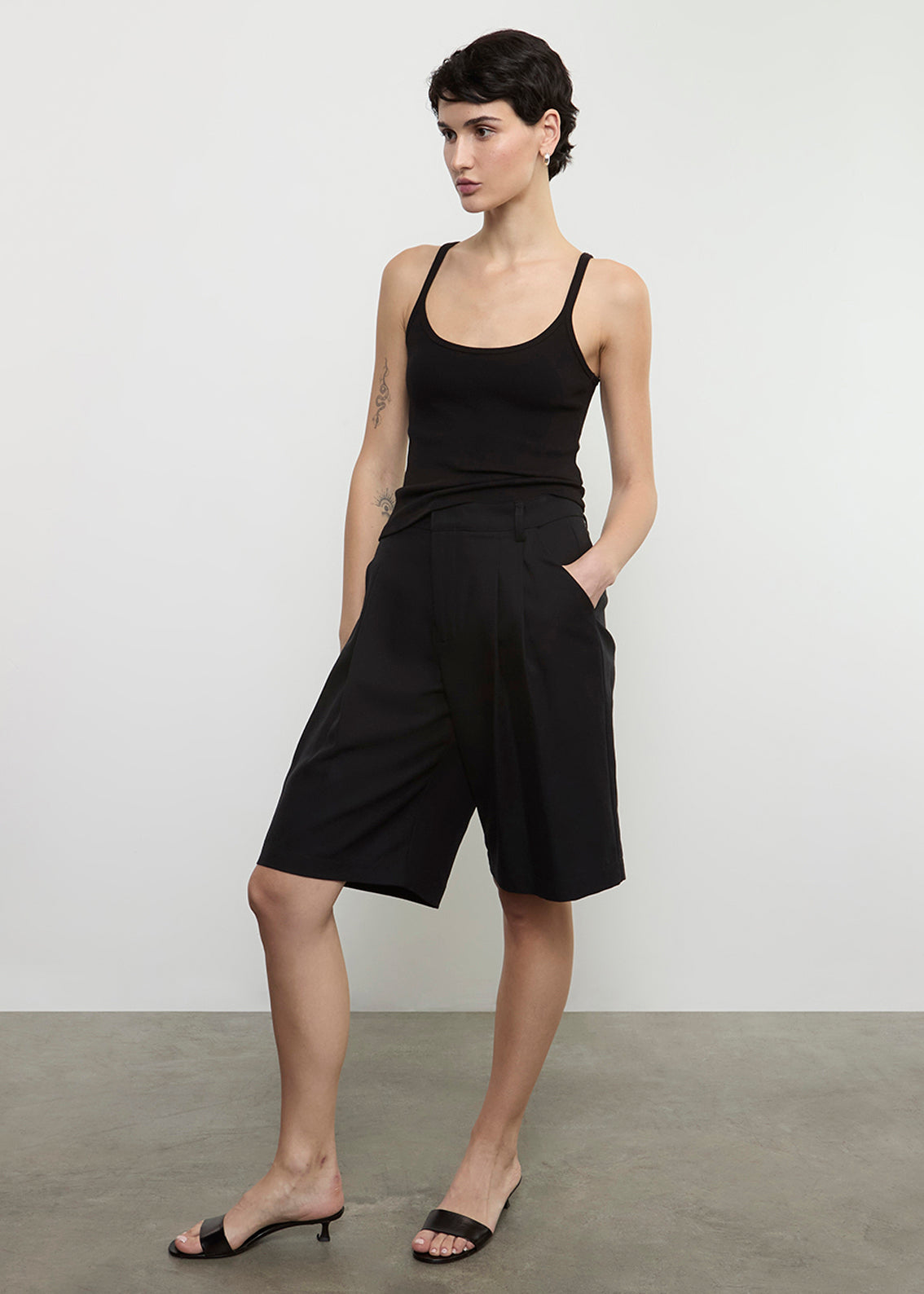 Cotton Rib Cami Tank | Black
