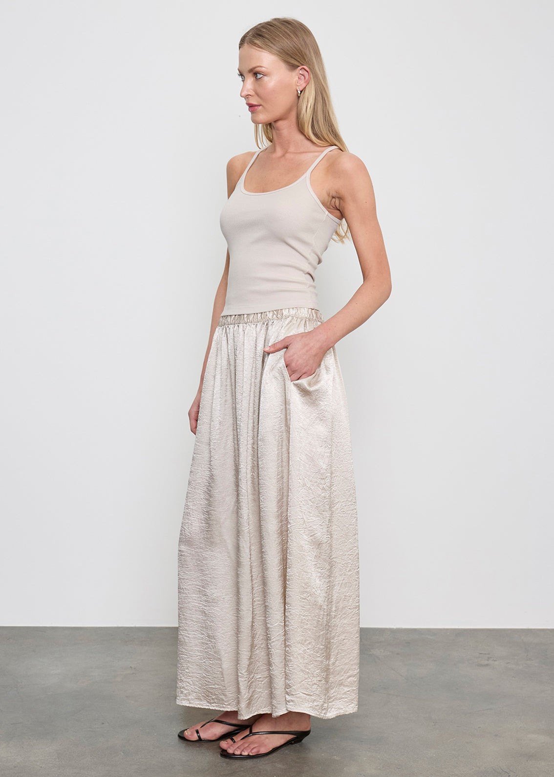 Cotton Rib Cami Tank | Champagne