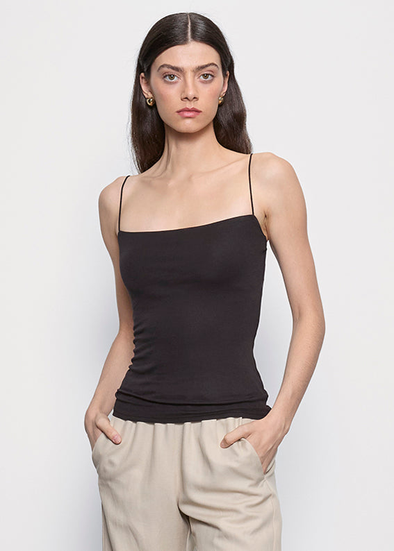 Cotton ribbon tank andmary black❷ Essential Strappy Tank | Black – Enza Costa