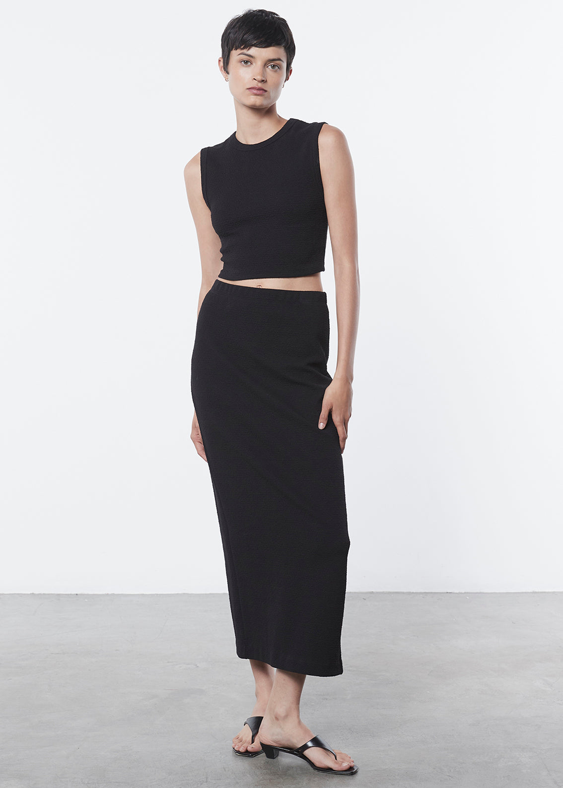 Textured Jacquard Skirt | Black