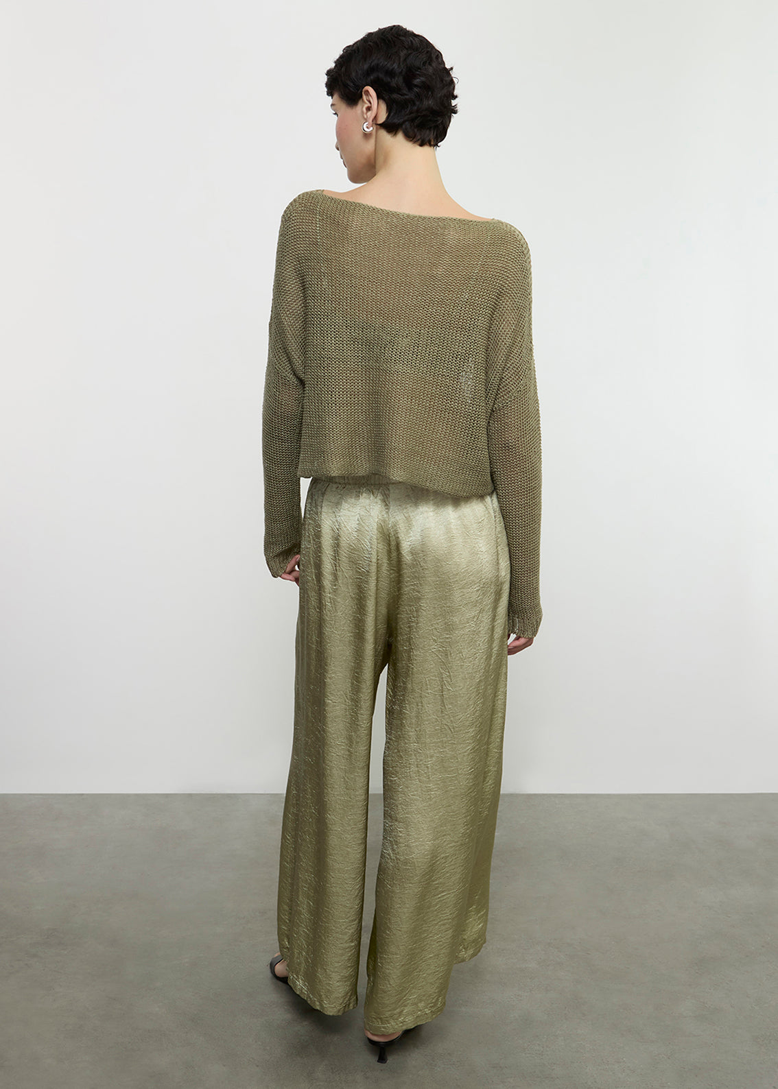 Linen Open Knit Bateau Sweater | Sage