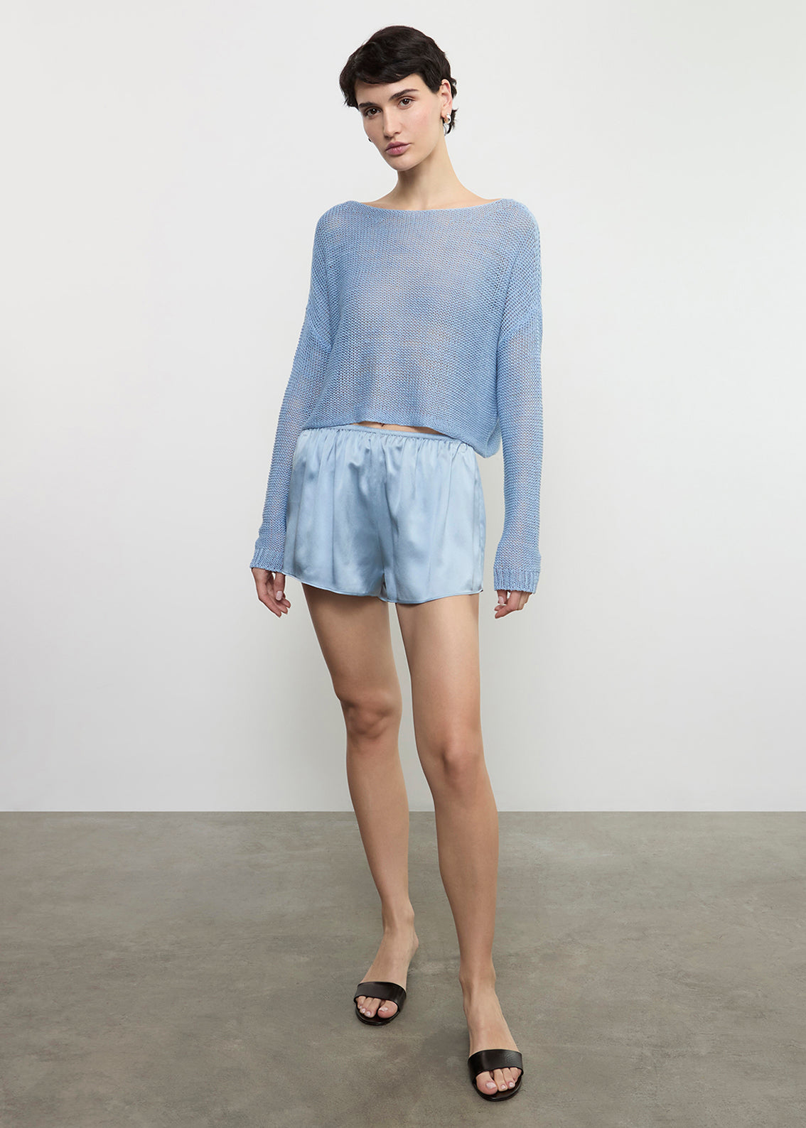 Silk Slip Shorts | Sky