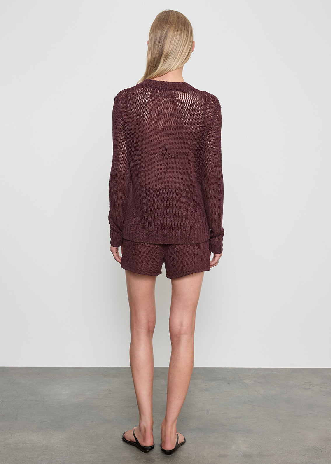 Linen Open Knit Short | Black Orchid
