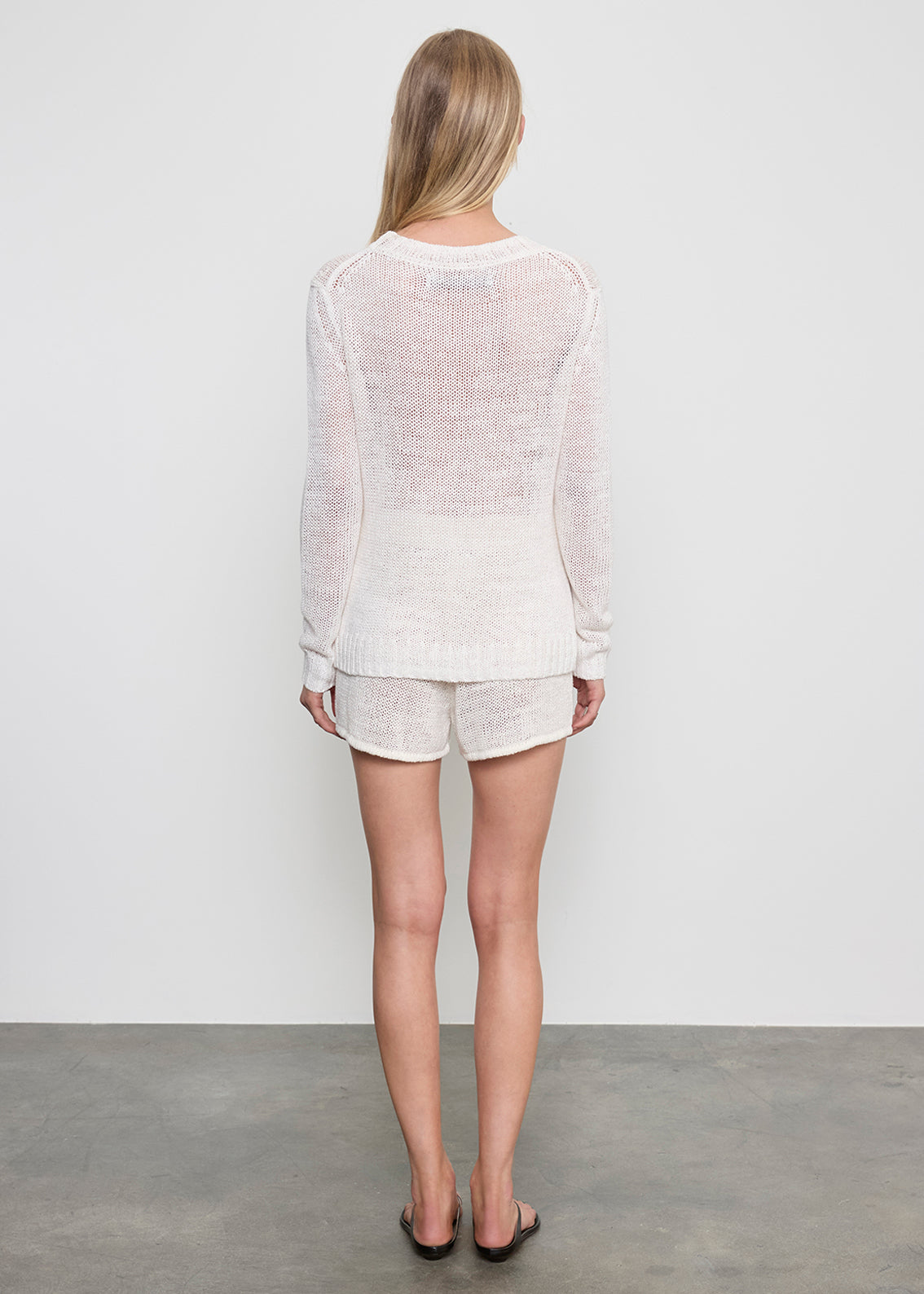 Linen Open Knit Short | White