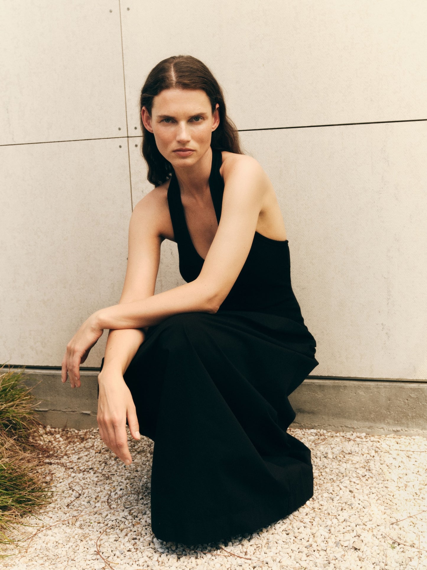 Cotton Halter Dress | Black