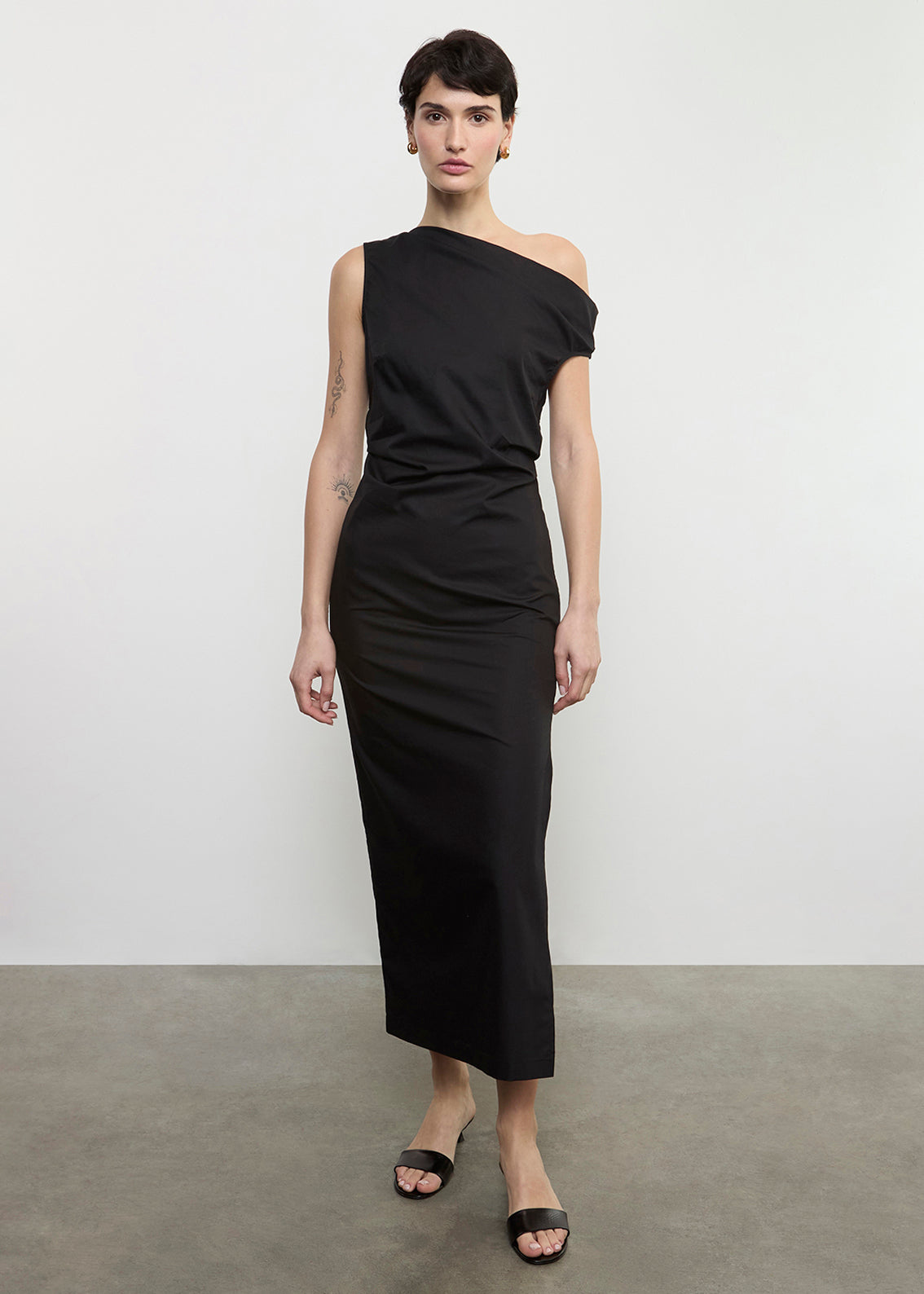 Poplin Sculptured Dress | Black