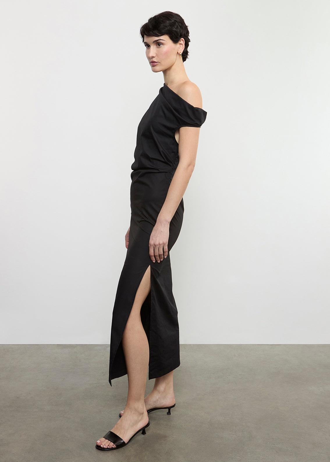 Poplin Sculptured Dress | Black