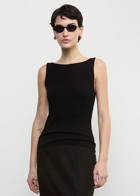 Military Rib Boatneck Tank | Black