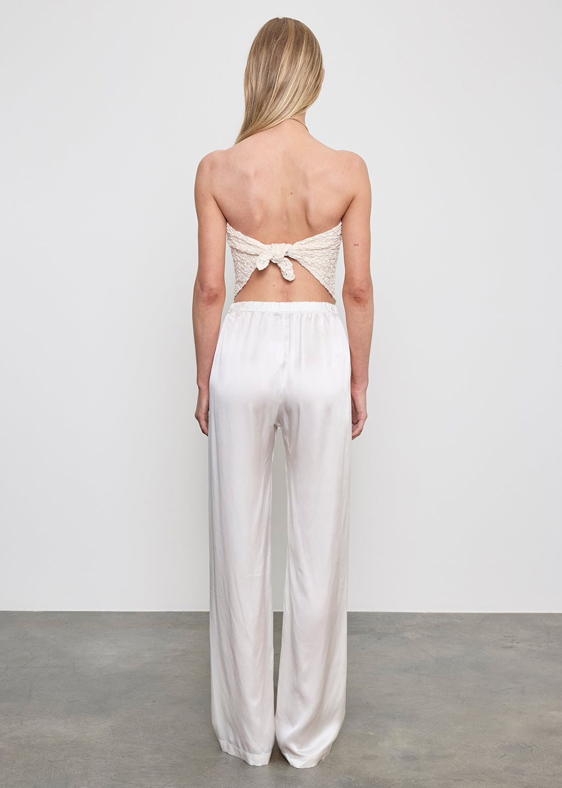 Puckered Lace Scarf Top | Off White