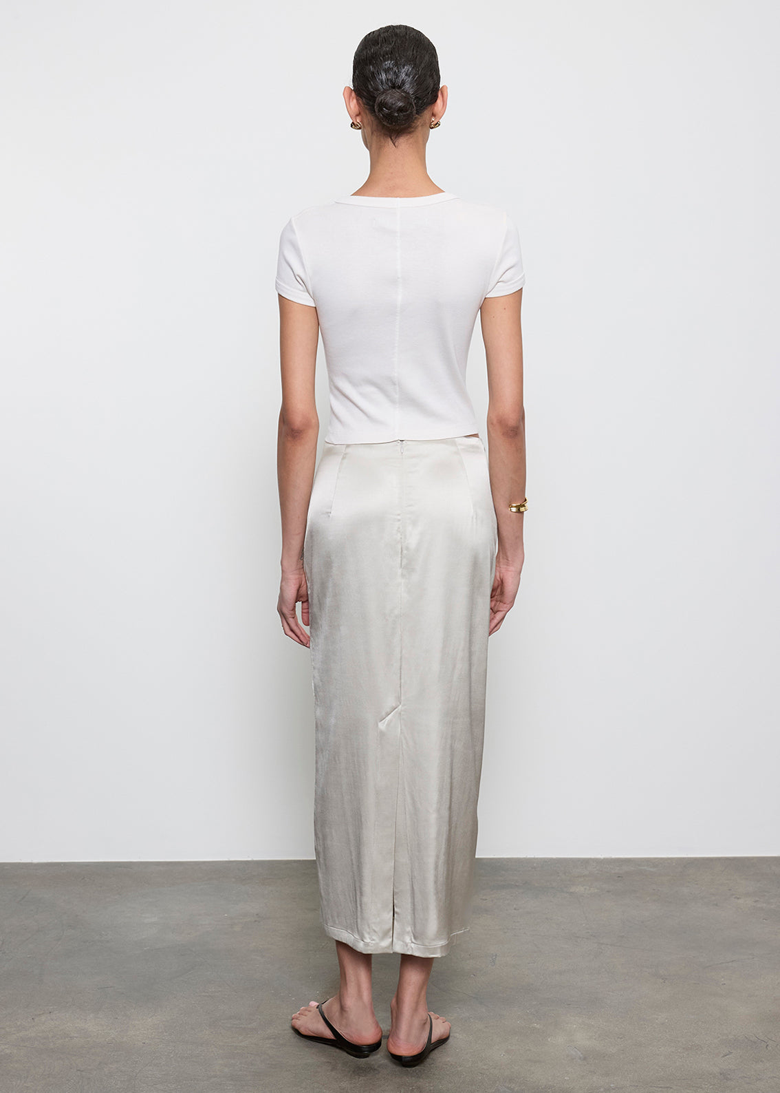 Supima Baby Rib Cropped Tee | Pearl Grey