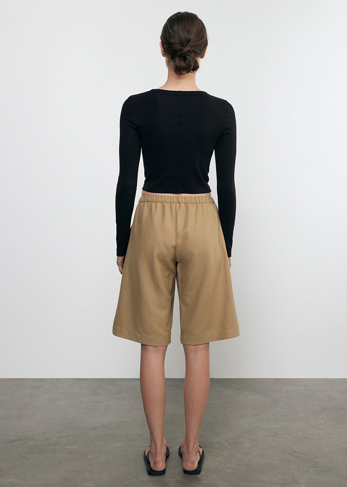 Supima Baby Rib L/S Cropped Top | Black