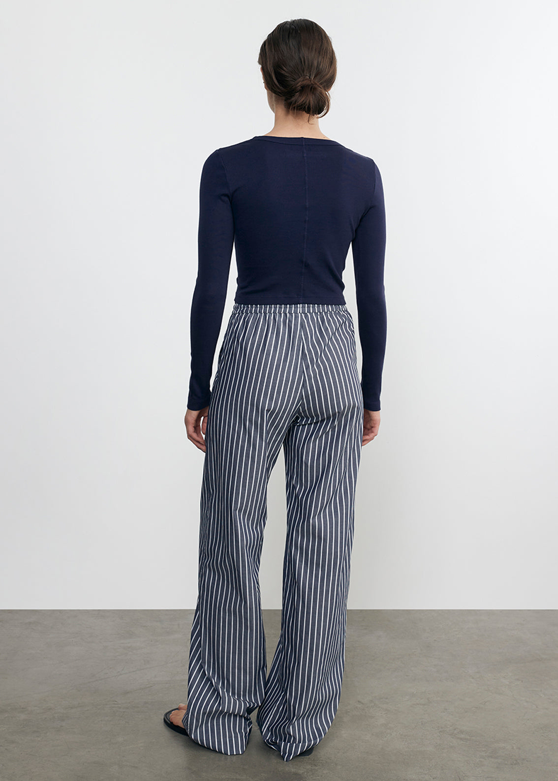 supima baby rib l/s cropped top in indigo