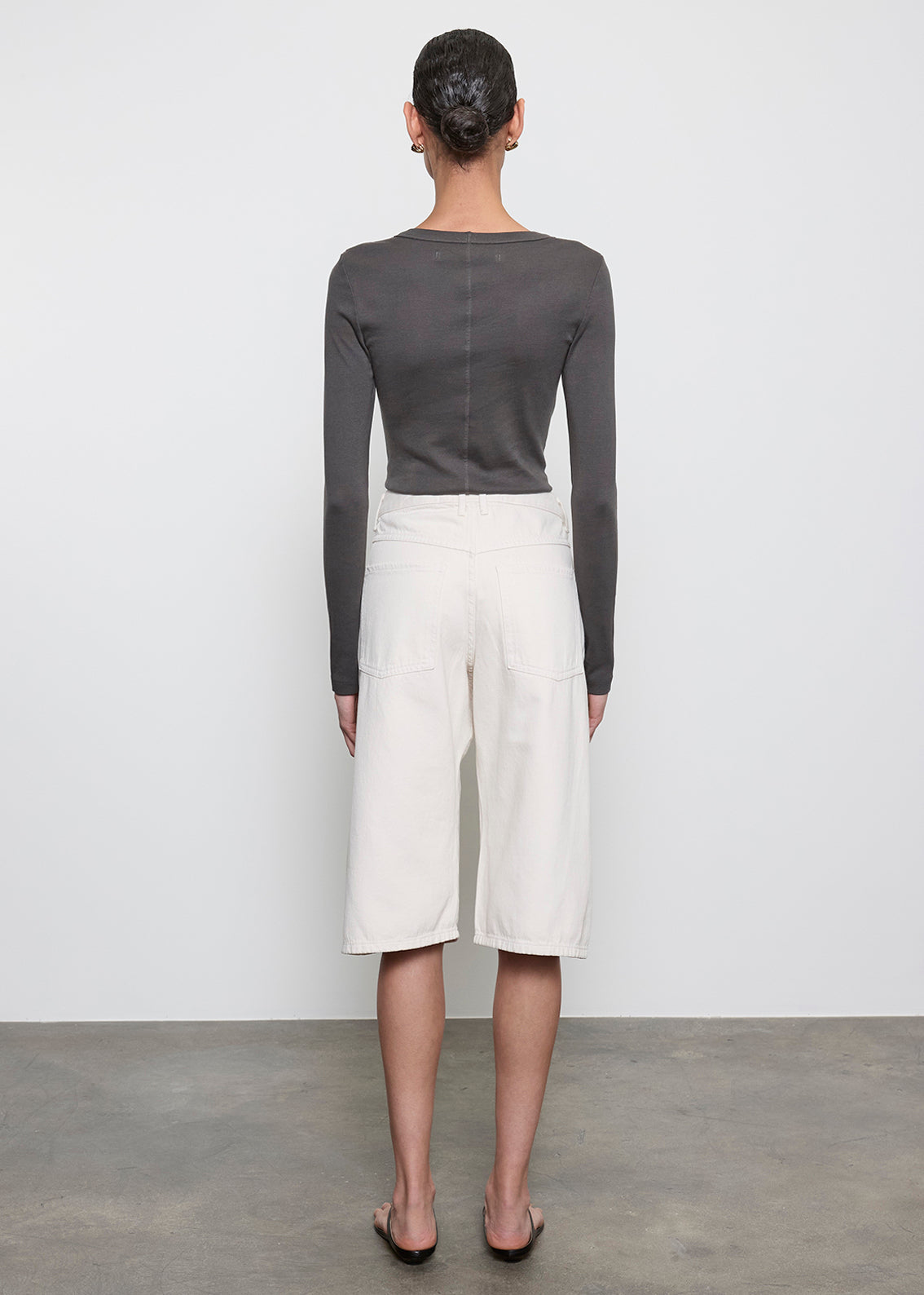 Supima Baby Rib L/S Cropped Top | Slate