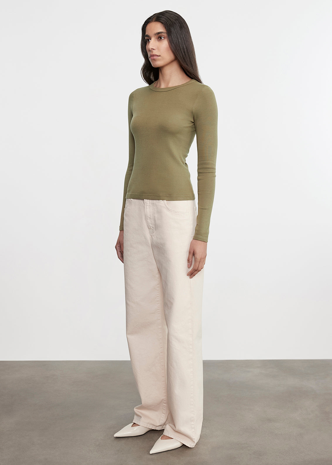 Supima Cotton New Classic L/S Tee | Olive Stone