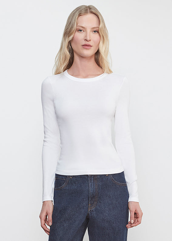 Supima Cotton New Classic L/S Tee | White – Enza Costa